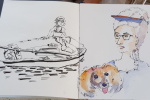 Dessin d'Olya et sa maitresse • promenade en barque • été 2020